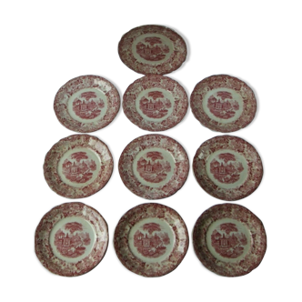 Ancient plate décor Asian Aurora cartuja Pickman porcelain service