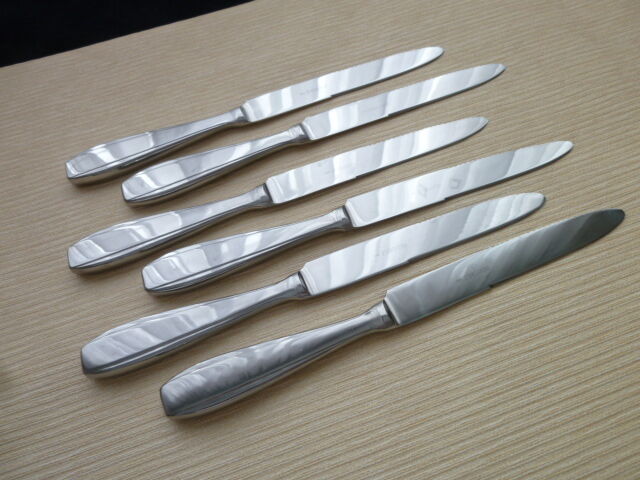 Box of 6 vintage monocoque stainless steel table knives