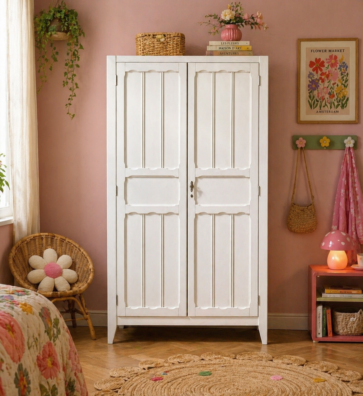 Antique Parisian panelled wardrobe from 1940.