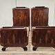 Pair of Art Decò single beds in mahogany and pink maple, 1940
