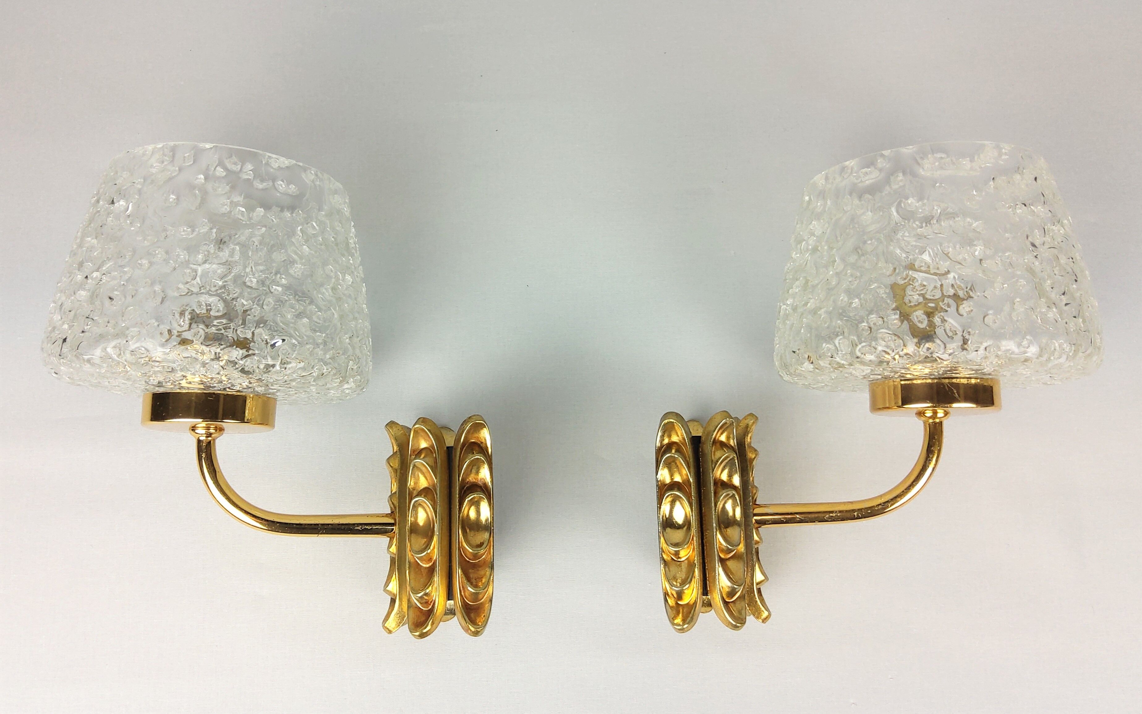 Vintage Murano and 1960 gold metal wall light