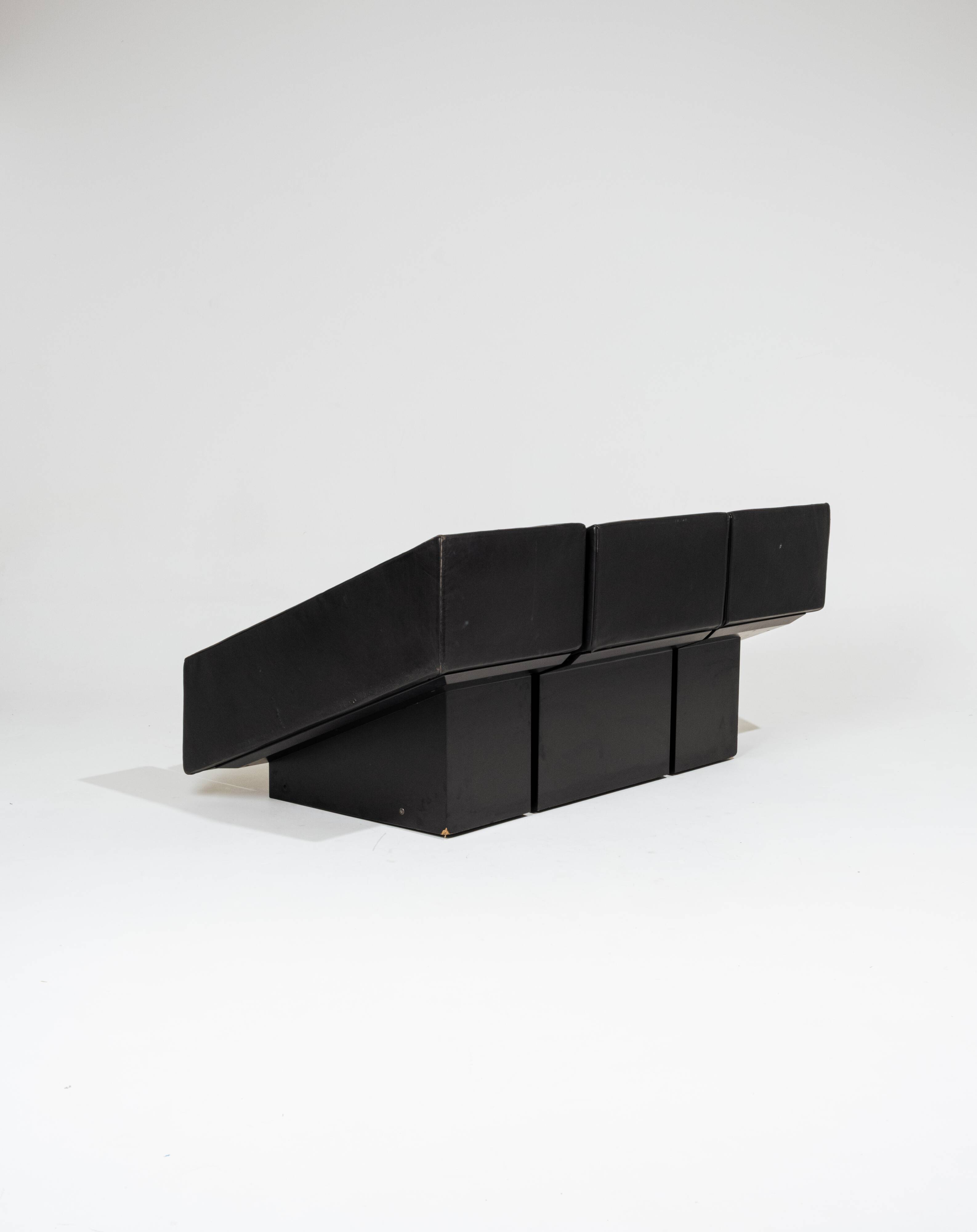 Obliqua two-seater leather sofa, Mario Botta, 1980s