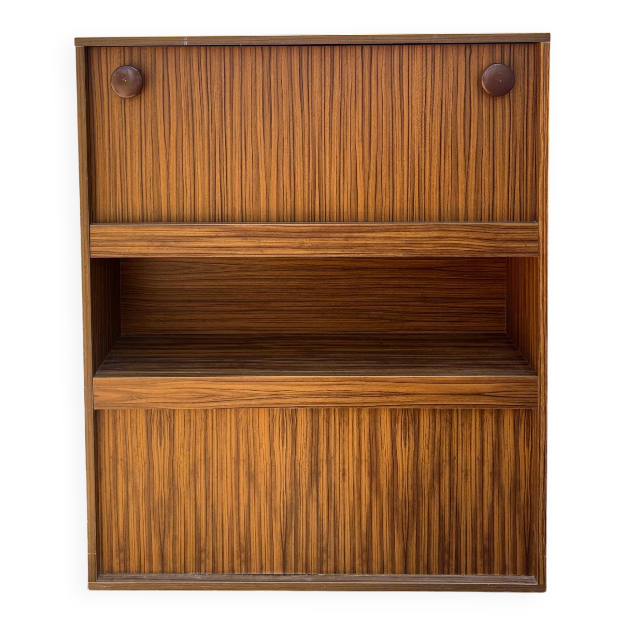 Lit commode escamotable vintage en zébrano – Années 1970
