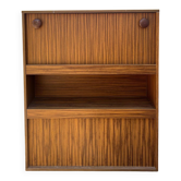 Vintage foldable bedside table in zebra wood – 1970s