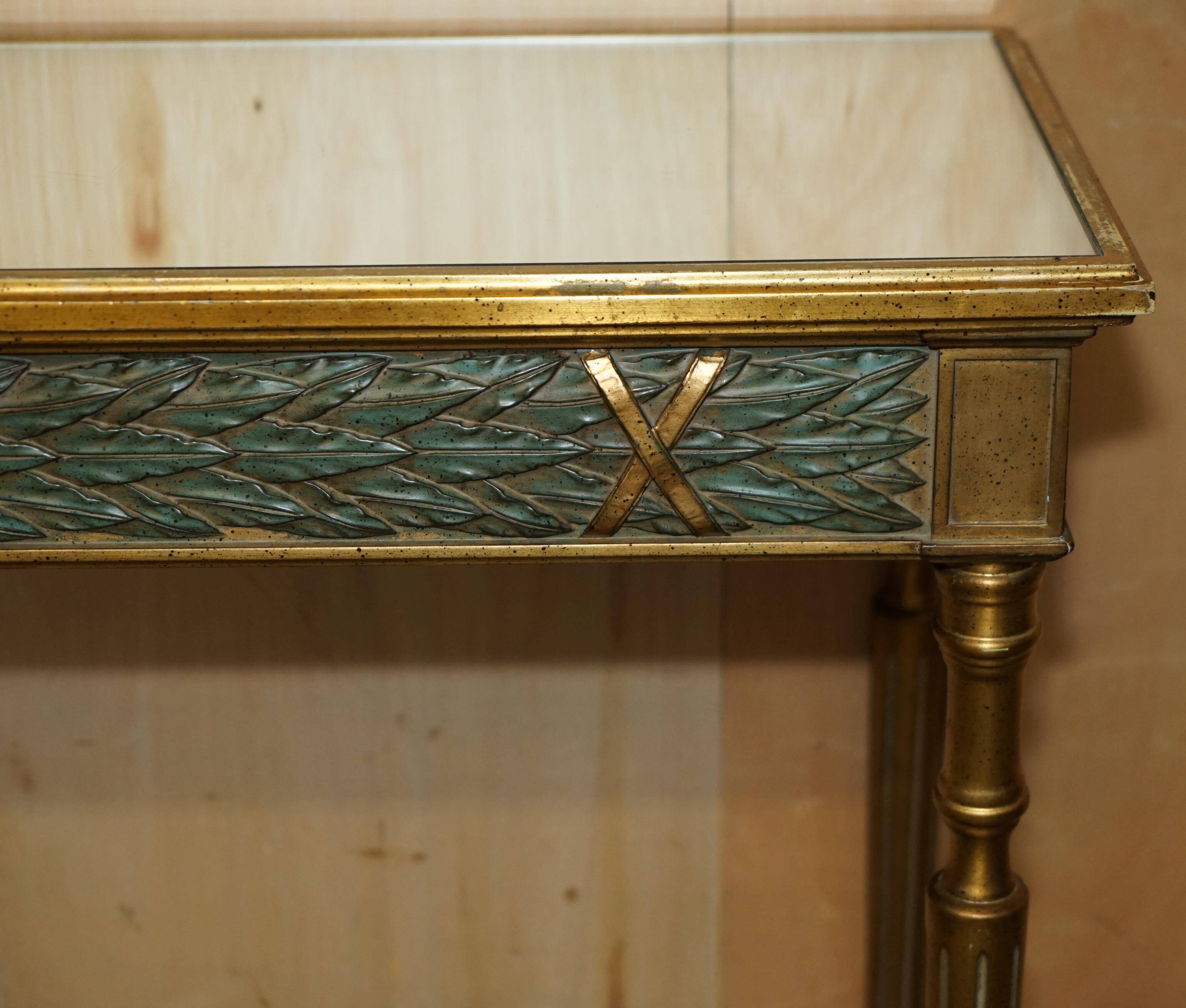 Italian vintage console with a glass mirror top.