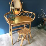 Old rattan hairdresser with stool