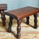Pair of vintage solid turned wood footstools