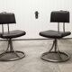 Pair of French Army telegraph operator's swivel chairs, new leather