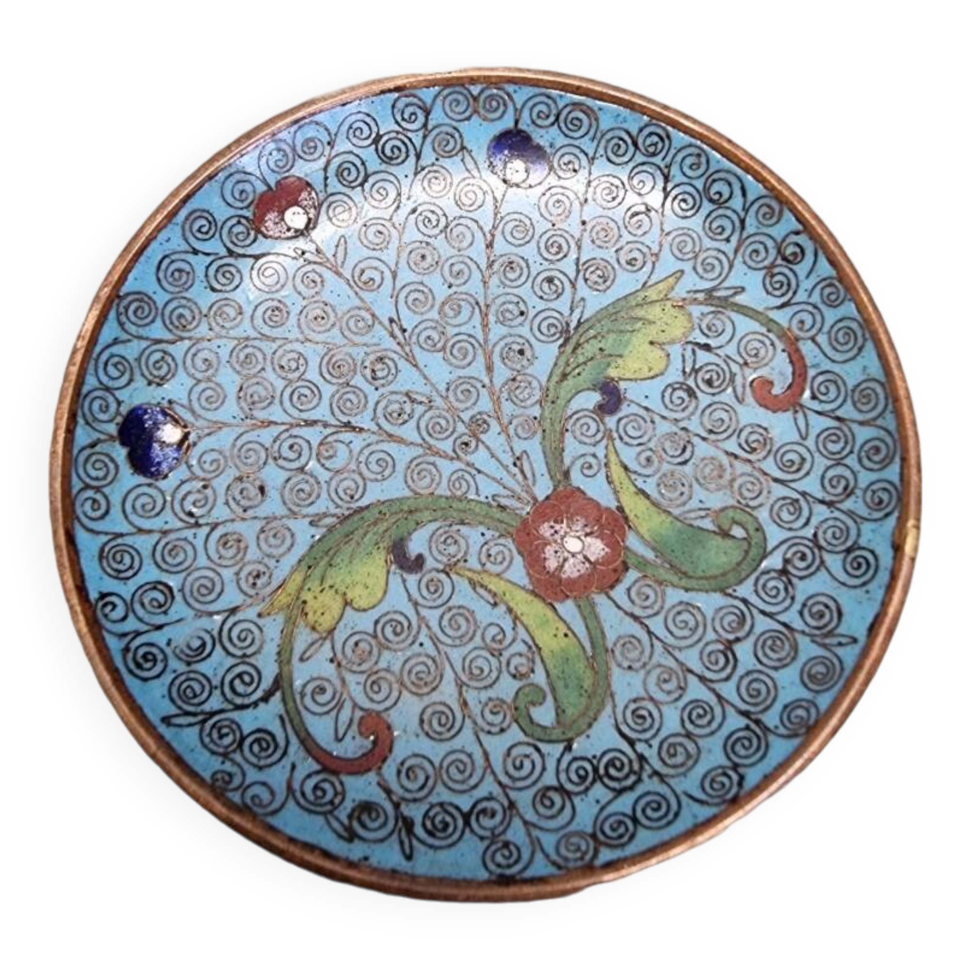 Vintage Cloisonne plate 1970s