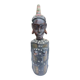 African statue of a woman, made of wood, brass, beads, and seashells.