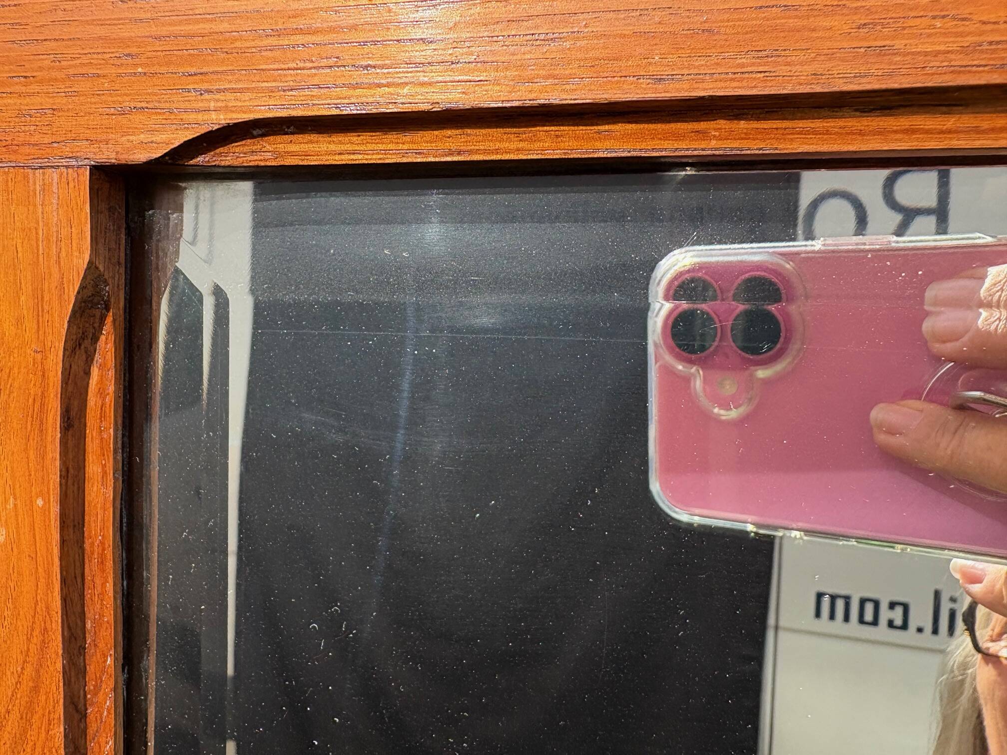 /Art Deco wardrobe with mirror in carved solid oak from the 20s/30s