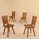 Chairs in elm, Atelier C. Demoyen, France, 1980s