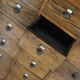 Large dutch oak apothecary cabinet / barber cabinet with enamel shields, 1900s