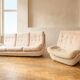 Atlantis seating set space age upholstered sofa & lounge chair by Jitona, 1970s Czechoslovakia