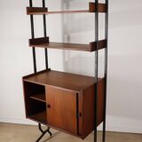 Vintage modular bookcase in wood and metal, Italy, 1960