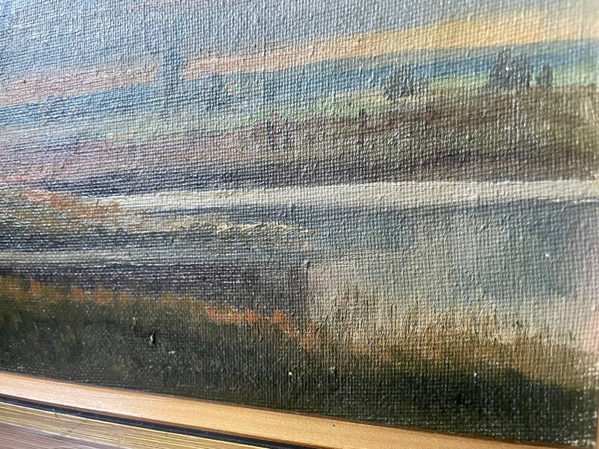 Vintage Landscape oil on canvas With Wooden frame