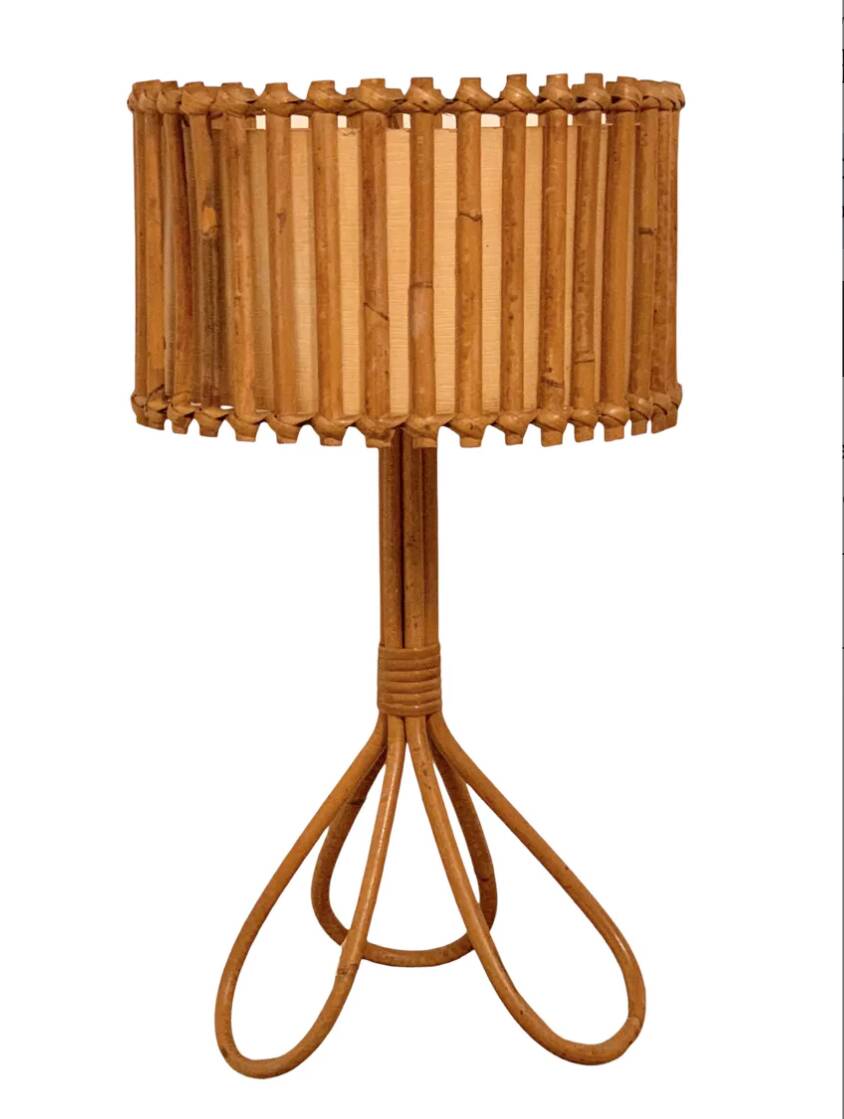 1950s tripod rattan lamp H47