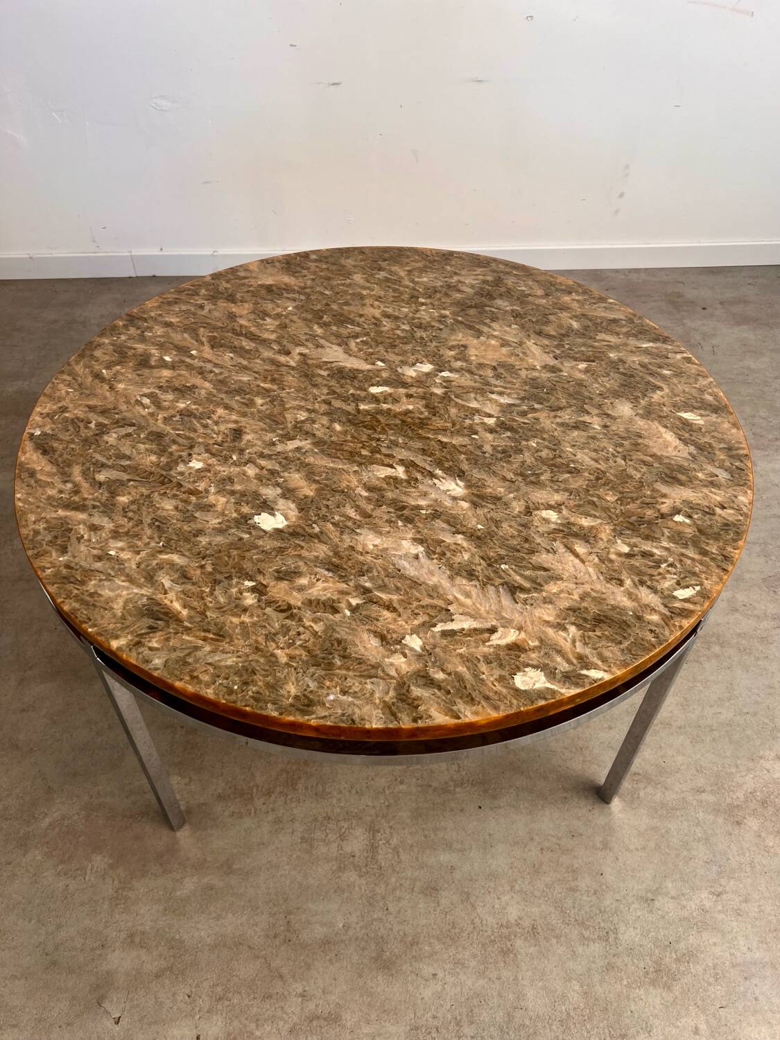 Old Italian design marble effect resin coffee table from the 70s