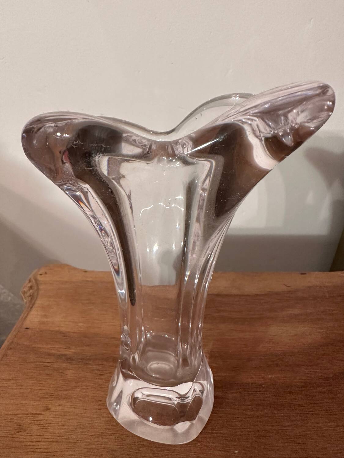 Small corolla vase in crystal from Vannes art-deco period - h 18.5 cm