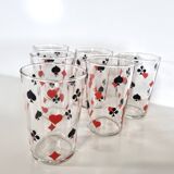 Vintage 6 Verres trumblers Jeu de cartes