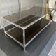 Table basse double plateau verre chrome style Bauhaus vintage 1970