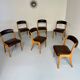 Set of 6 Baumann curved wood and imitation leather chairs, gondola model, 70s