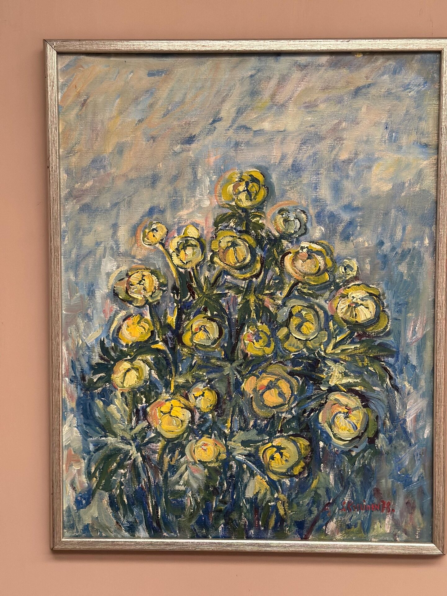 Swedish Oil on Canvas – “Flower” by S. Koskinen – Dated 1978