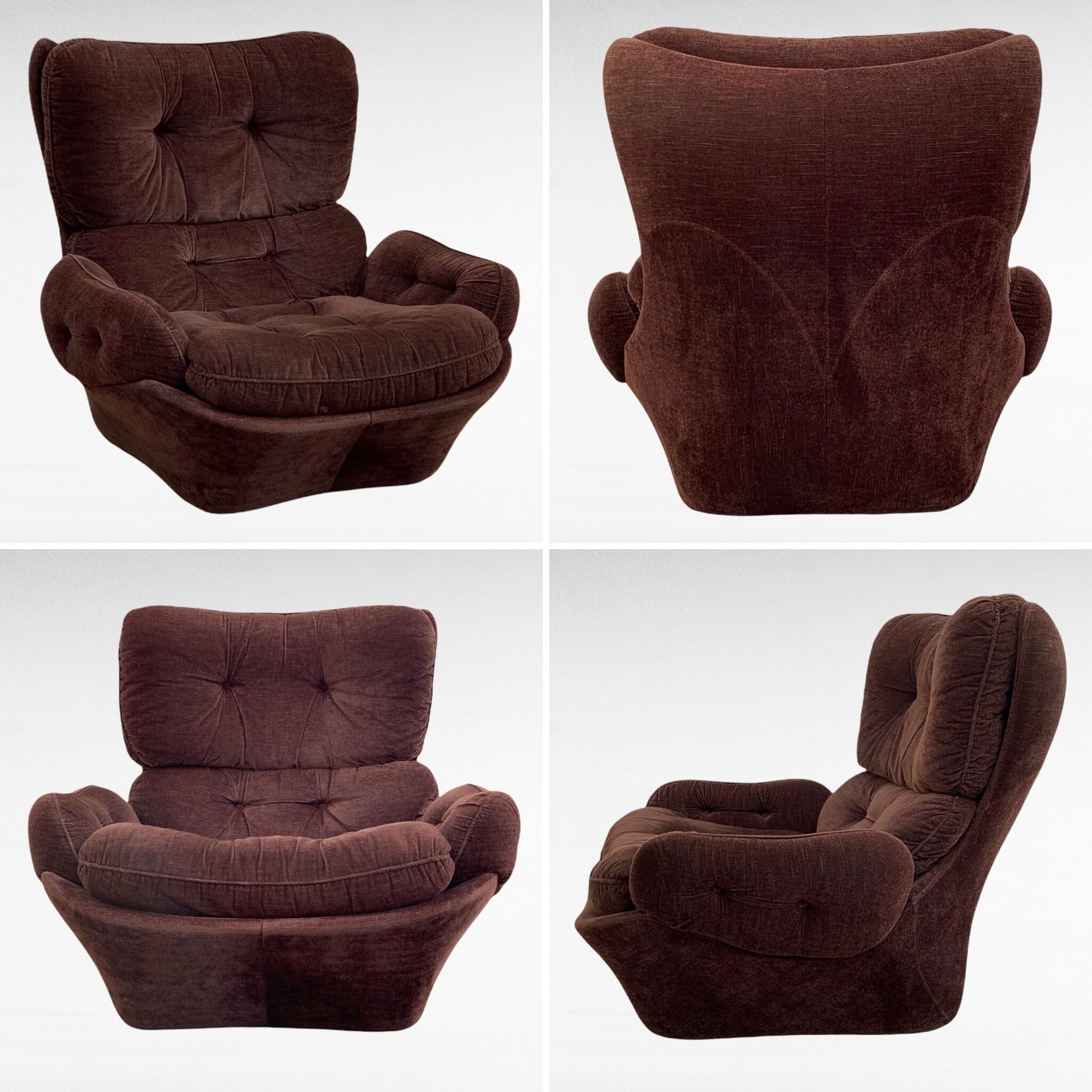 Space age 1970 beka armchairs and ottomans