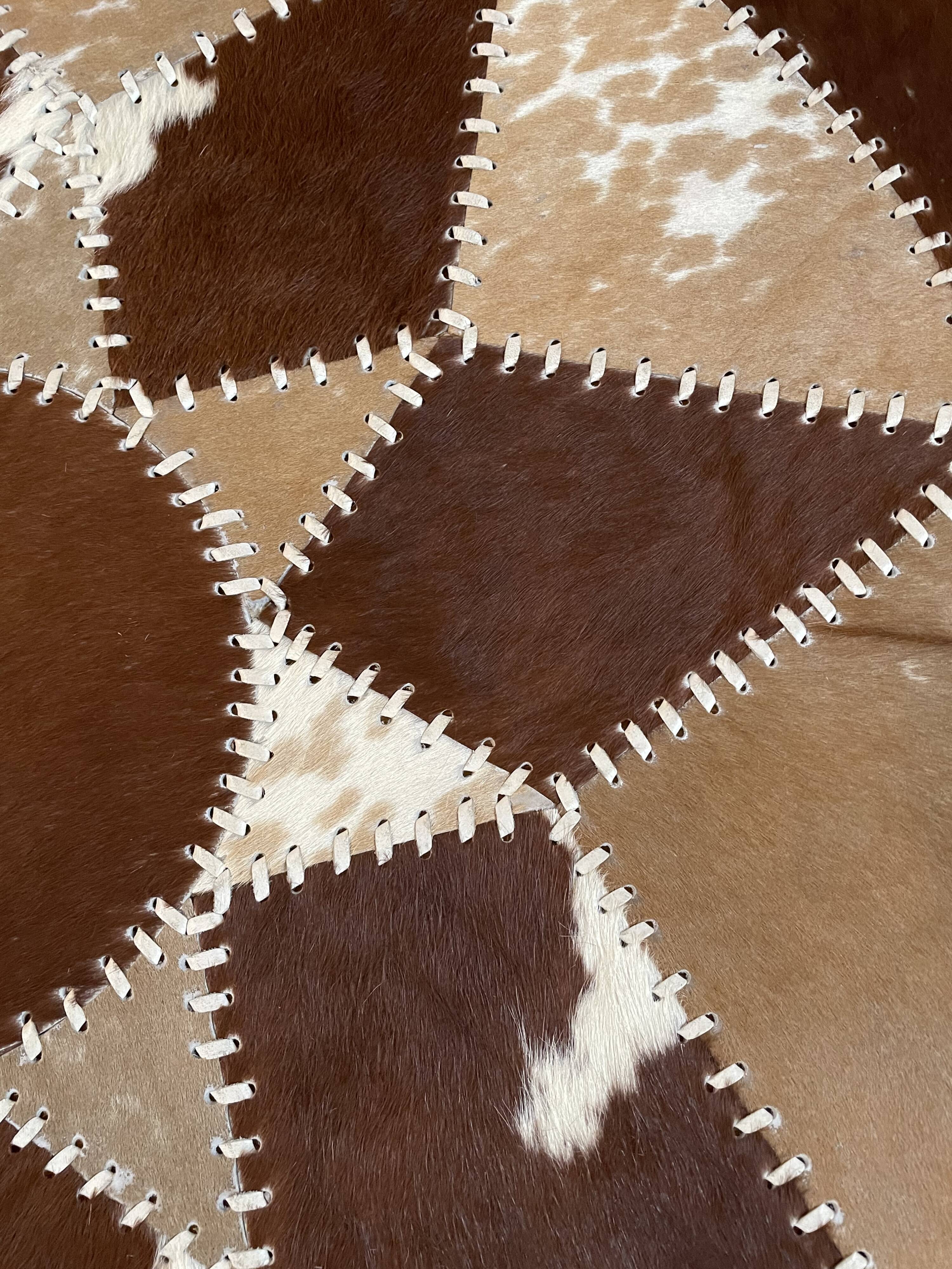 Vintage round cowhide rug 70