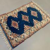 Vieux tapis turc kazak 140x96 cm vintage, rouge et bleu