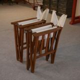 Pair of folding director's chairs in oak and fabric, 1960s