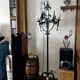 Medieval-style floor lamp, made of wrought iron.