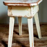 Workshop stool in antique patinated solid wood