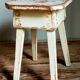 Workshop stool in antique patinated solid wood