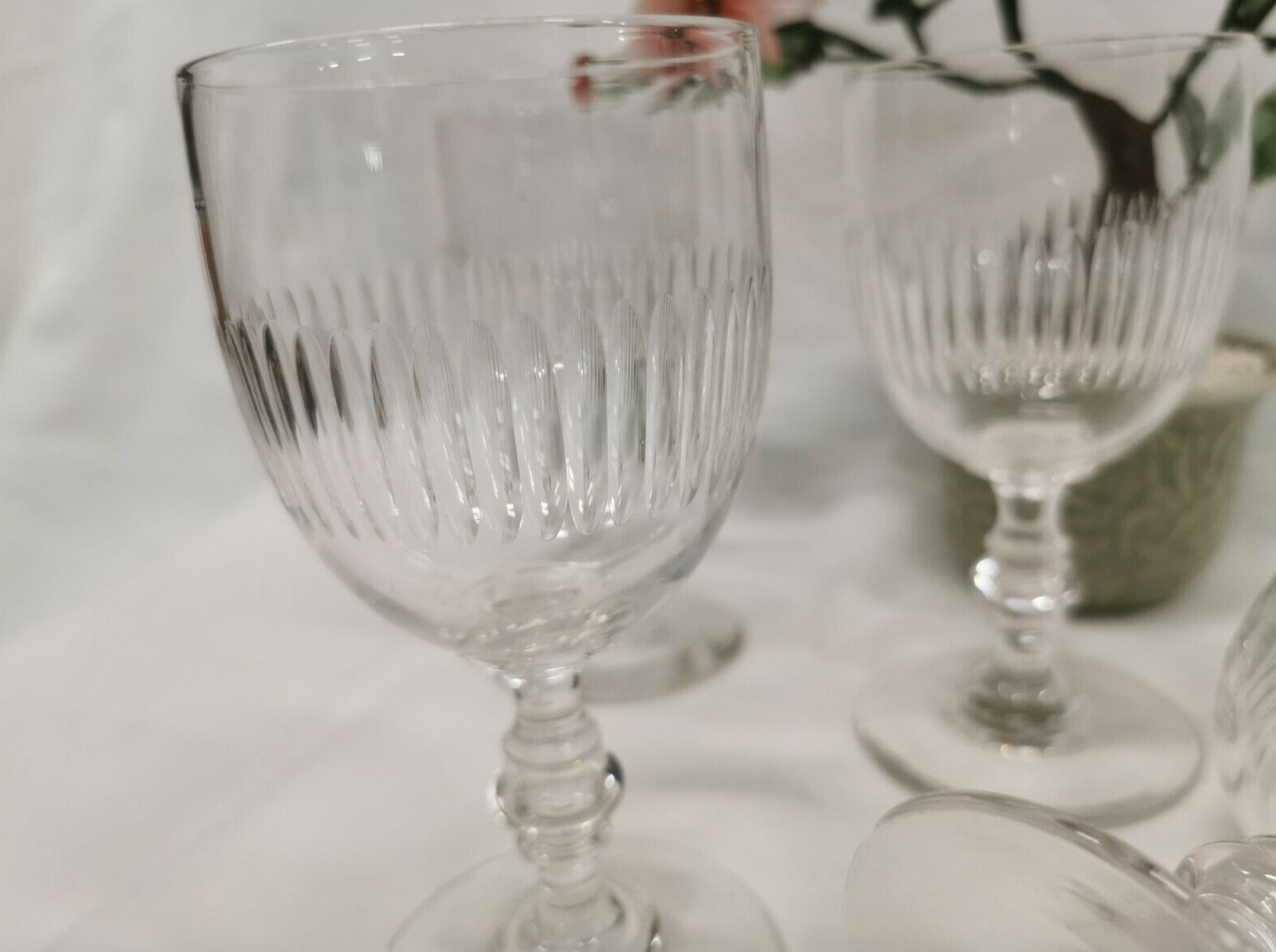 Lot 5 old crystal wine glasses
