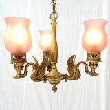 3-branched chandelier in gilded bronze.
