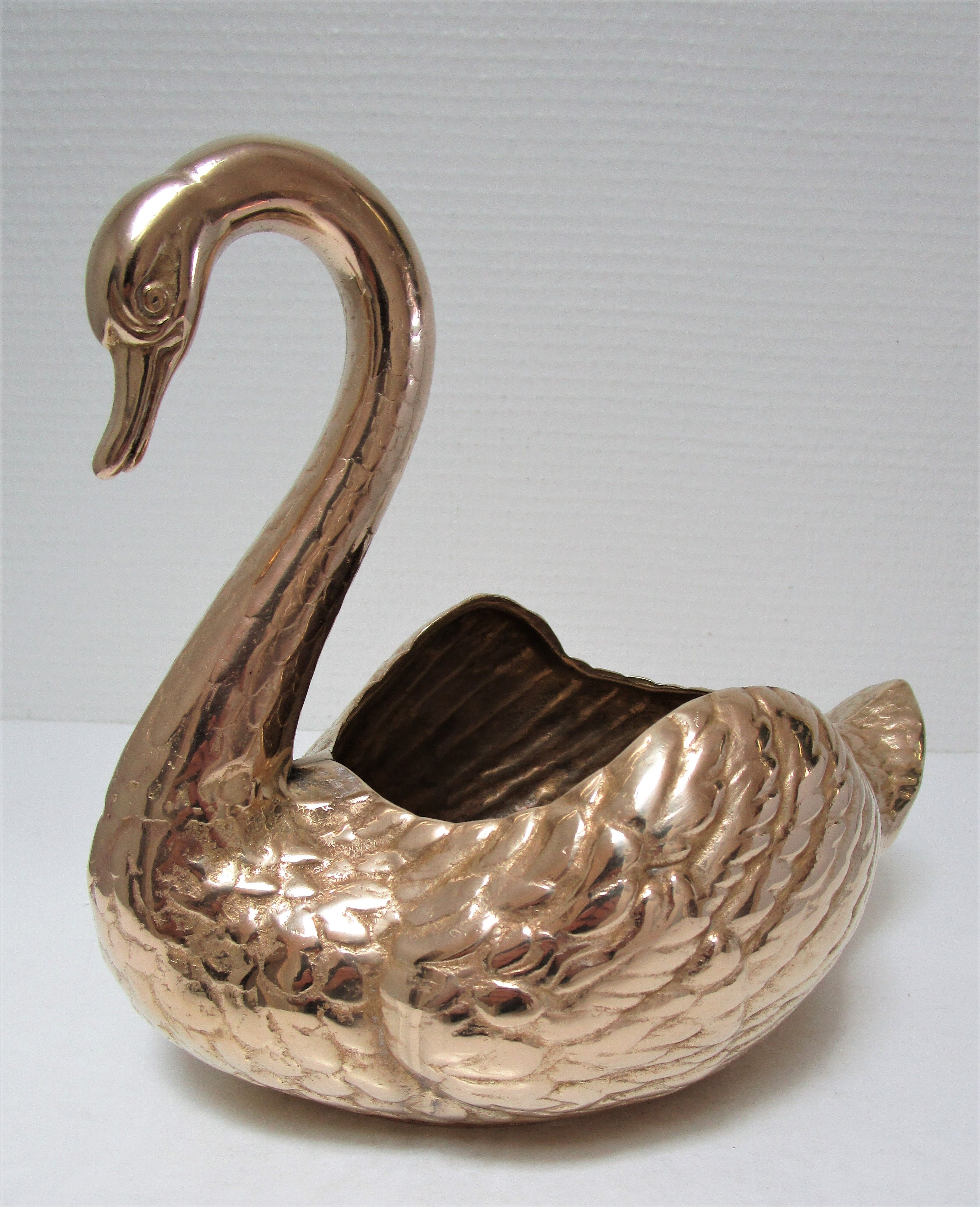 cache brass pot zoomorphic vintage swan