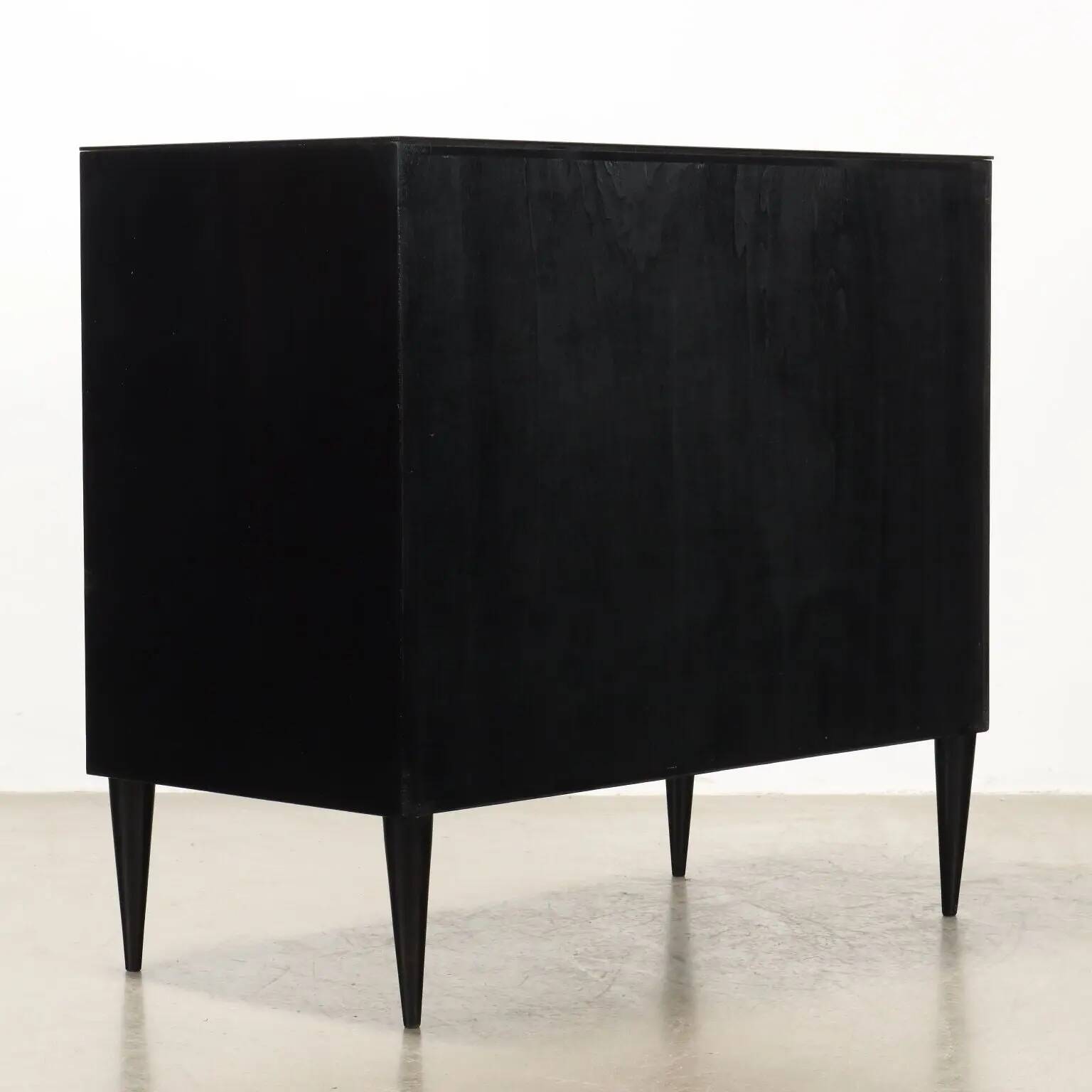 Commode vintage en placage de hêtre avec plateau en verre effet marbre, Italie, années 1950