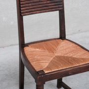 Set of six rush mid-century dining chairs