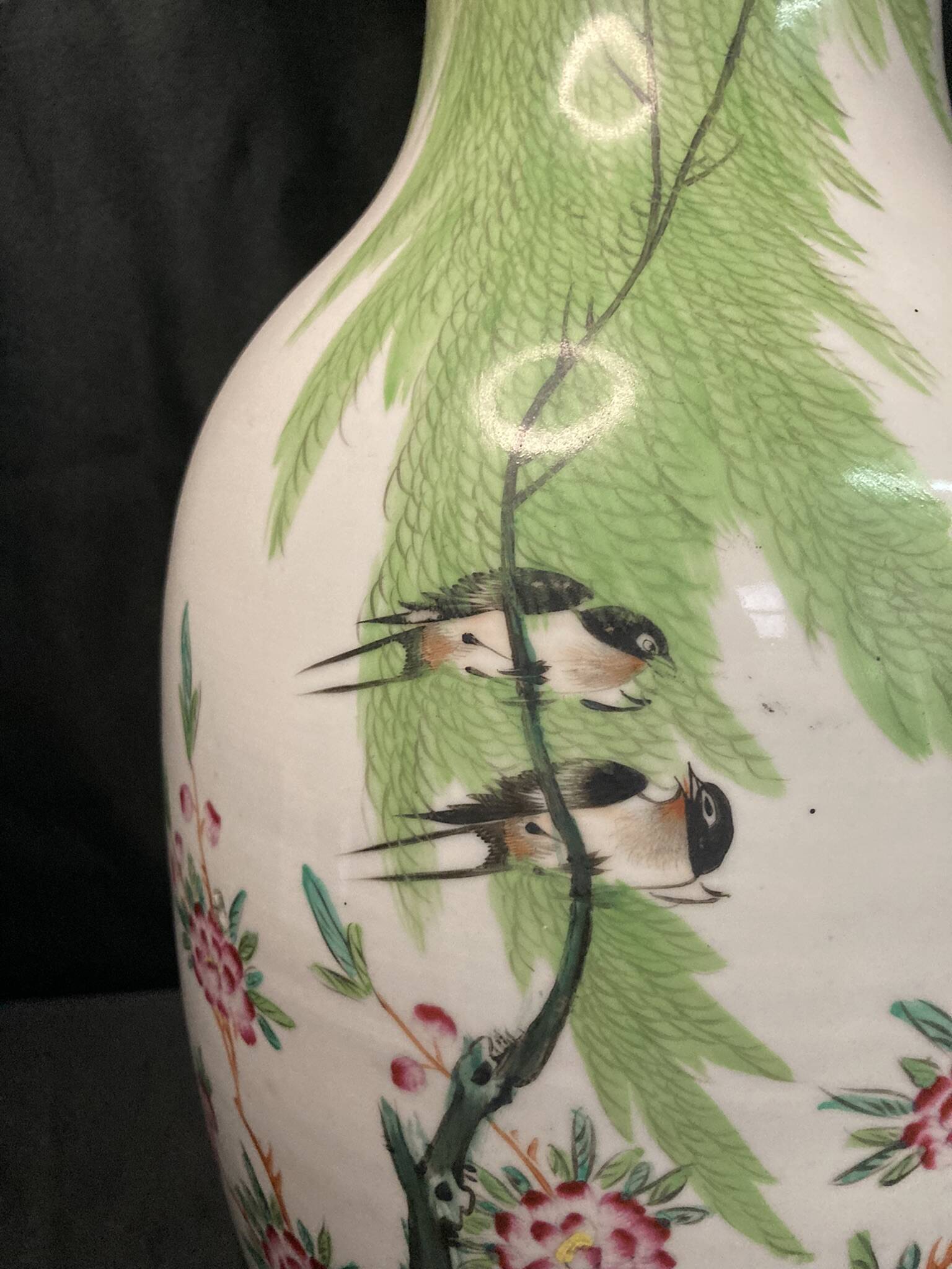 China, large old polychrome porcelain vase, late 19th century