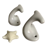 Pair of white porcelain hooks