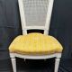 4 Louis XVI chairs - Pierre Frey fabric seat - cane back