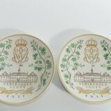 Swedish Grace Plates with Ulriksdal Palace in Yellow and Green by Gefle 1951
