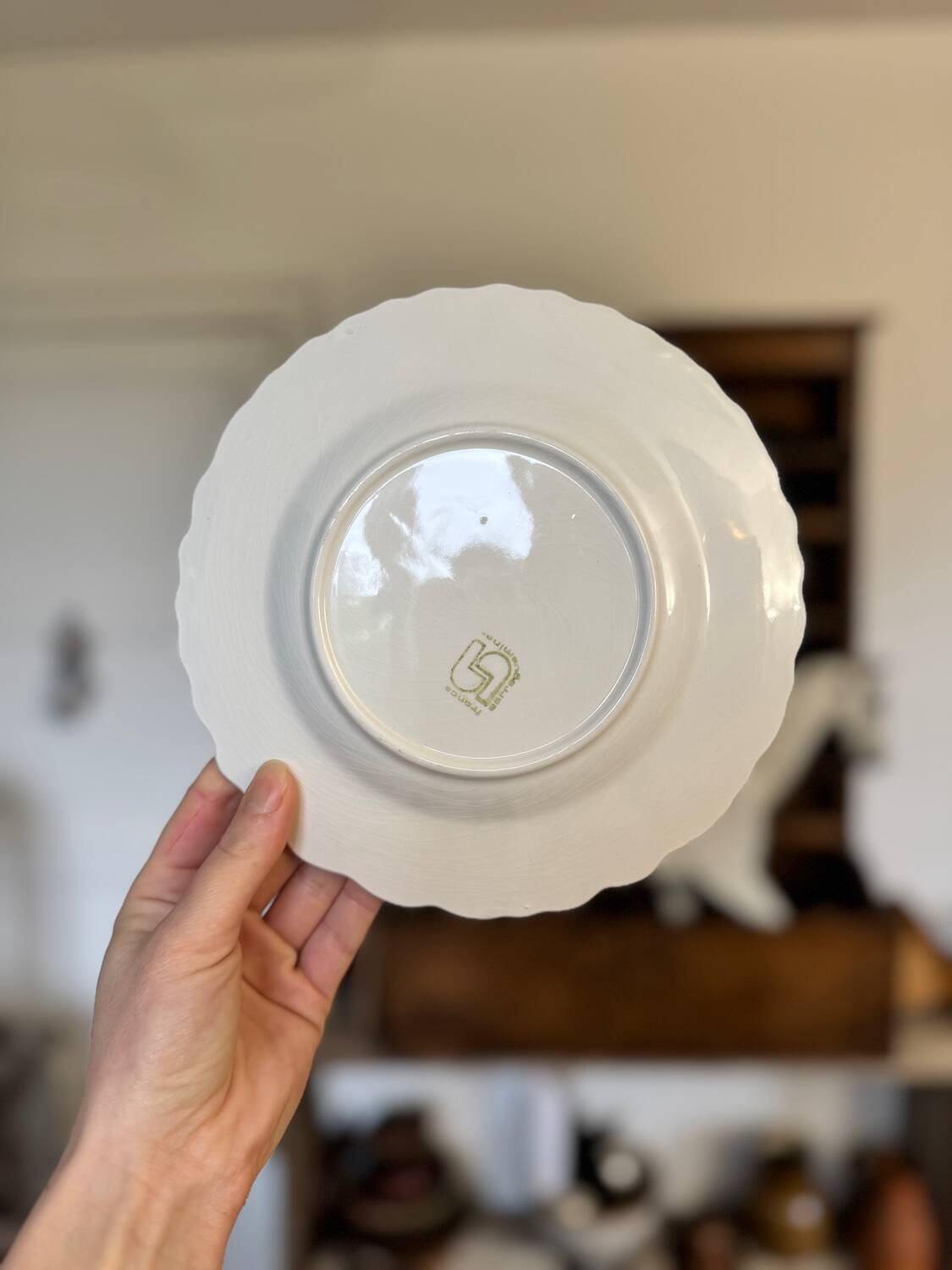 Vintage white slip plates