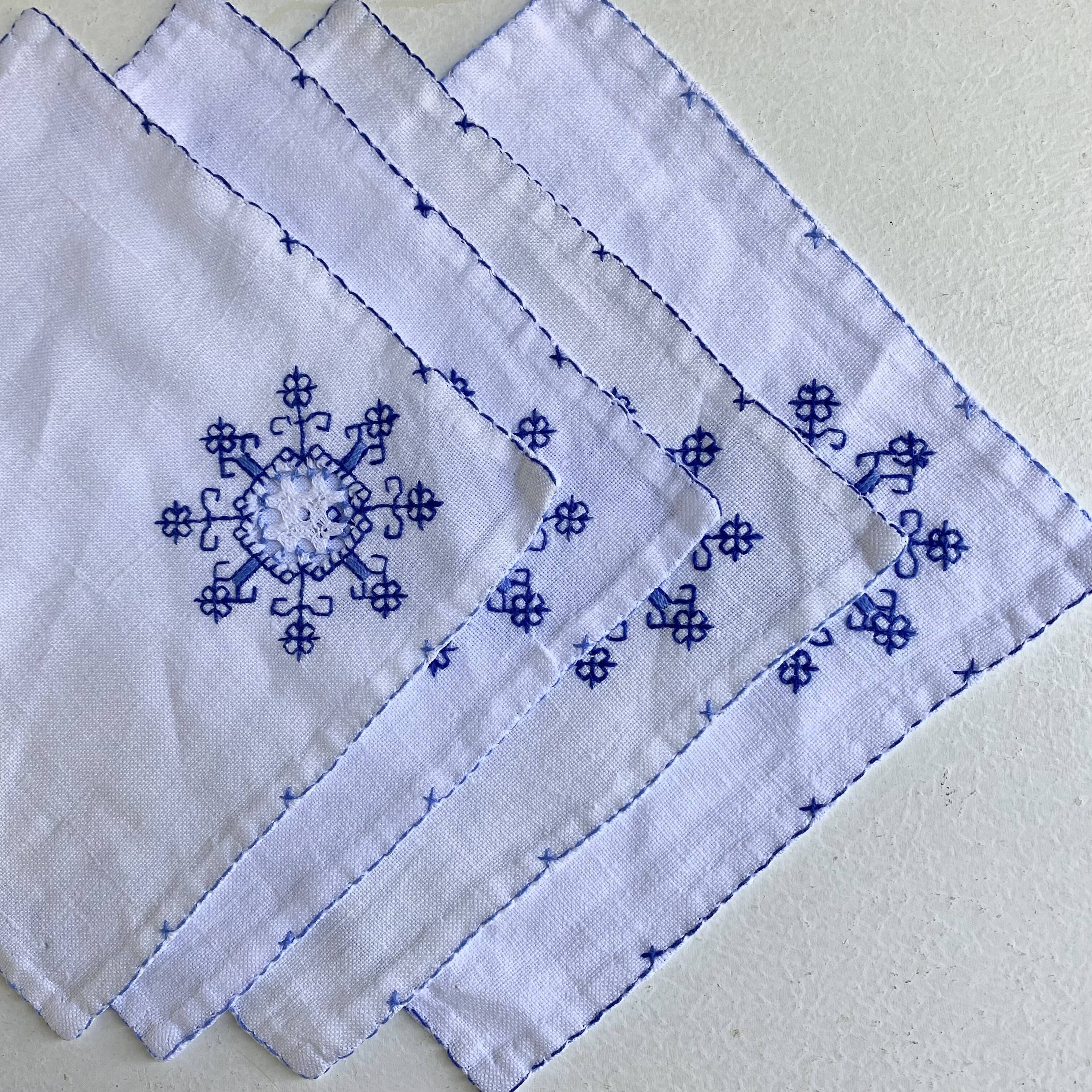 Embroidered linen placemats