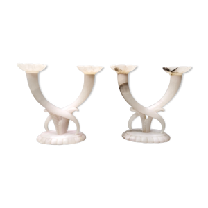 paire de bougeoirs en albâtre, Italie