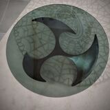 Knut Hesterberg's Propeller Round Coffee Table, steel structure and glass tray