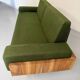 Vintage 3-seater sofa, green, solid wood, 70s/80s design