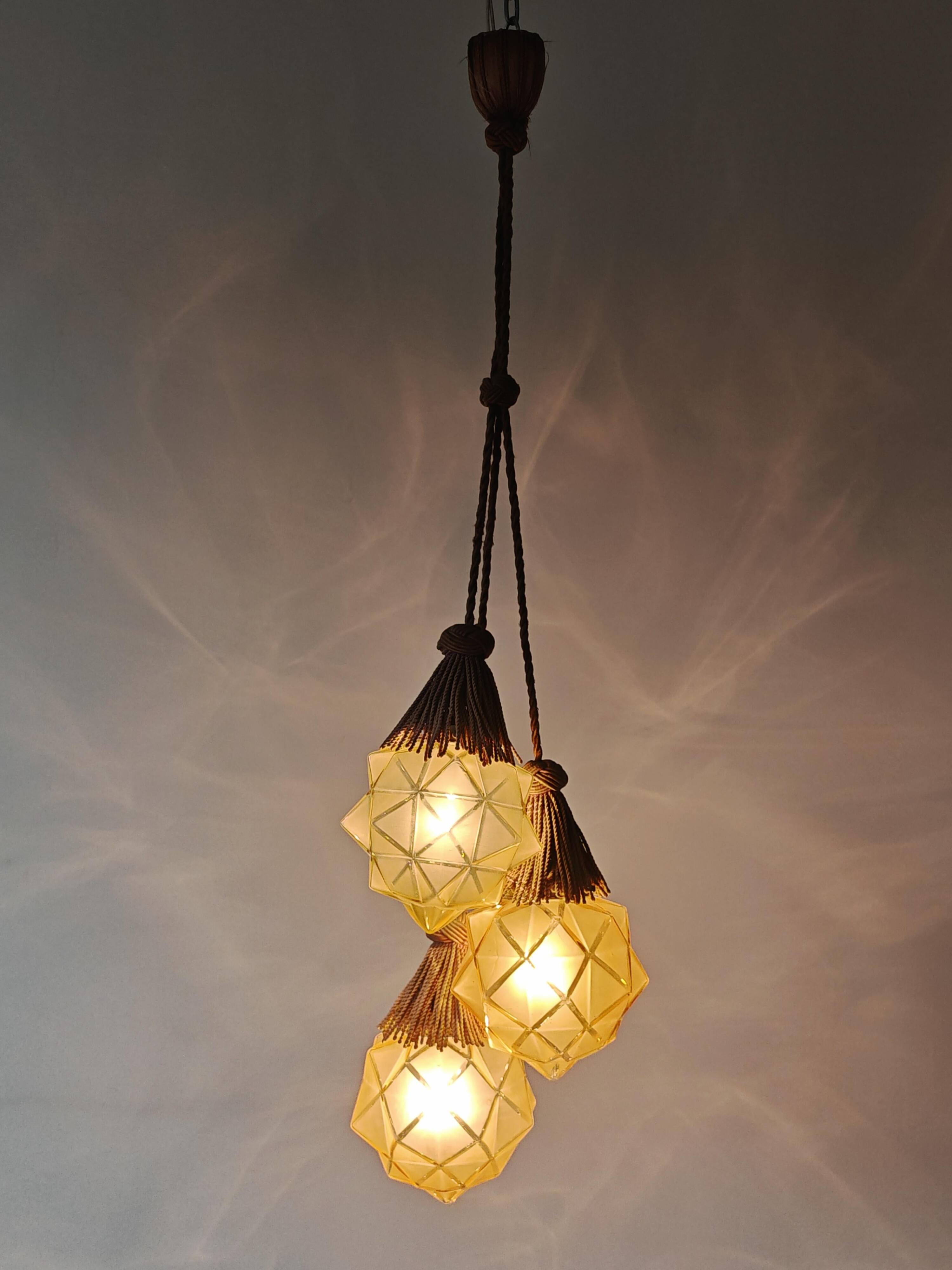 Lustre Art Déco avec Abat-jours en Forme d'Étoile, 1930
