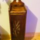 1980s solid wood bread bin decorated with a golden wheat sheaf